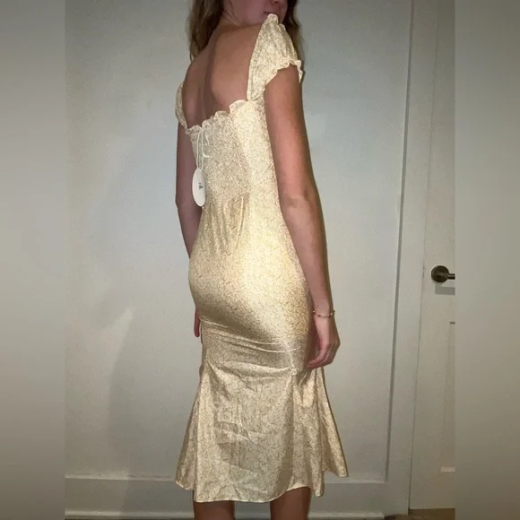open lace back dress Jasminda Lace Trim Mini Dress Yellow main image 0
